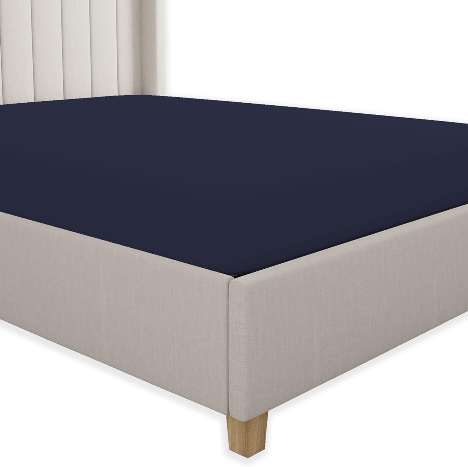 The Cotton Exchange Manchester 100% Cotton Navy Super King Size Fitted Sheet 180x200 cm, Percale Weave Bedding - Image 3