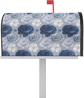 Mailbox Cover Magnetic Country Blue Flower Blooming Mailbox Covers Standard Size 21x18in,Mailbox Covers Wrap Post Letter Box Cover for Garden Yard Outdoor Decor Idyllic Floral Art
