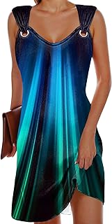 Summer Dress Women's Knee-Length Elegant Suspender Dress Printed Dress Long Summer Dresses Shoulder Strap with Buckle Beach Dress Women's Airy Leisure Beach Dresses Festive Dresses