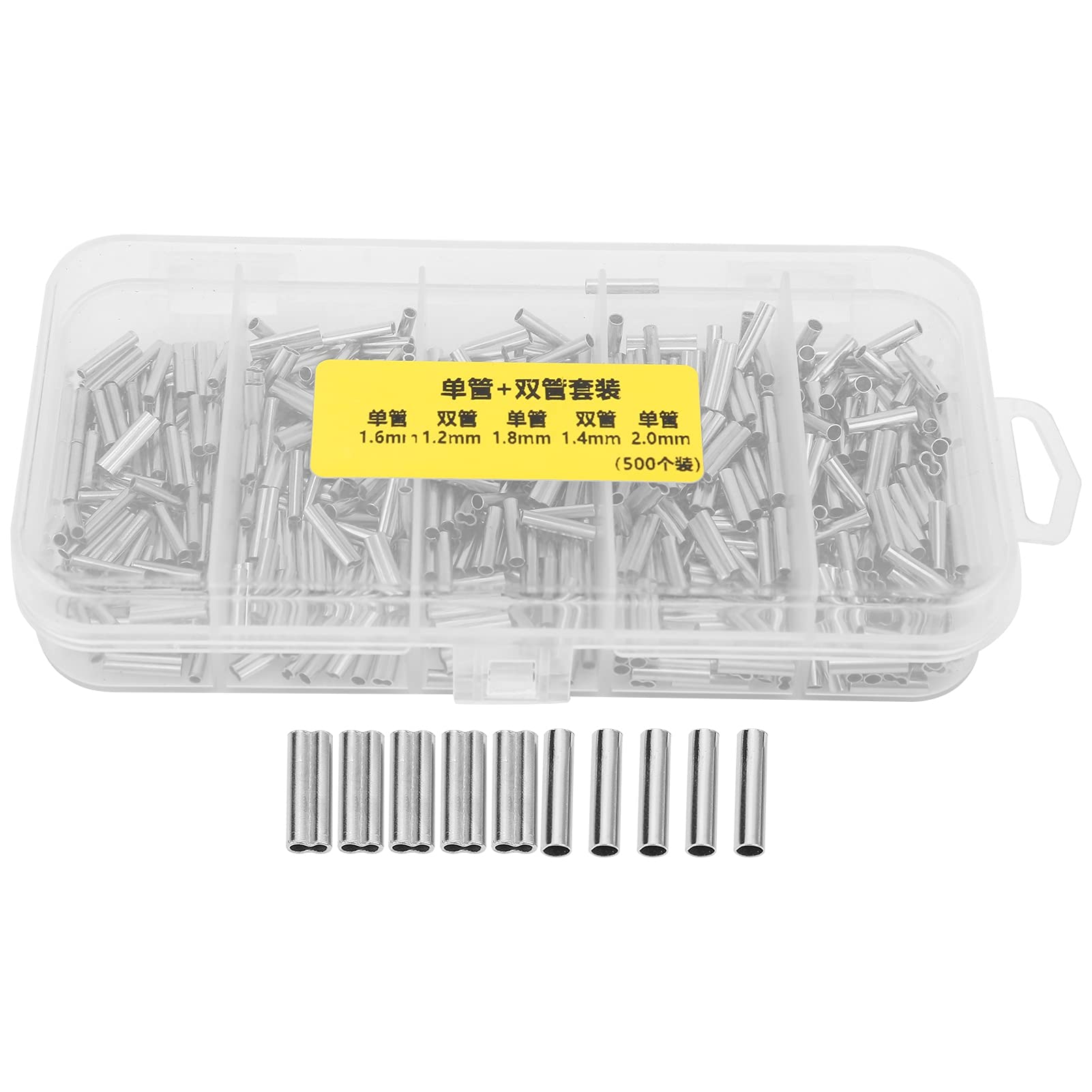 Niiyen 500PCS Fishing Crimp Sleeves Kit Single Double Barrel Crimp Sleeves Fishing Line Tube Connector Fishing Line Wire Leader for Fishing Activity