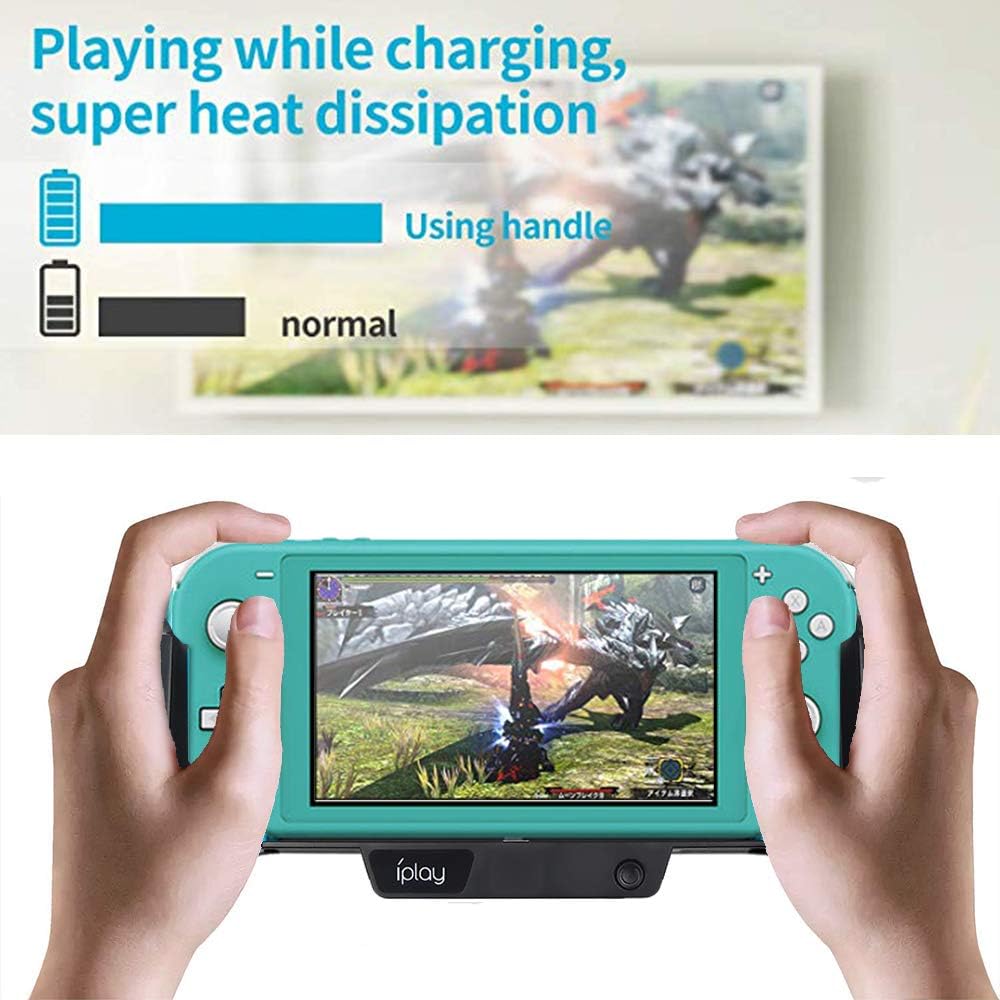 6000mAh Battery Charger Case for Nintendo Switch/Switch Lite, Portable Charger Shell Protective Case Stretchable Grip, Double Cooling Fans, Quick Charging Cooling Controller with Kickstand (Black) : Video Games