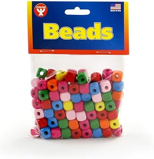 Hygloss Products Wooden Cube 100 Beads, Pcs, Bright Colors