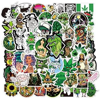 Pride Sticker Weed Stickers for Adults 50 Pcak Vinyl Waterproof Stickers for Laptop,Bumper,Water Bottles,Computer,Phone,Hard hat,Cool Stickers,Car Stickers(Weed-b)