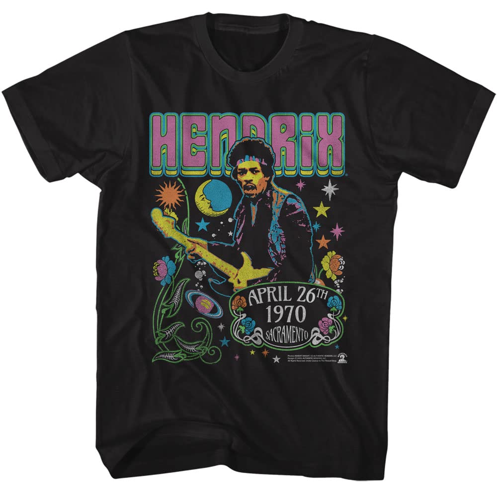 Jimi Hendrix Sacramento April 26 1970 Men's Short Sleeve T Shirt Classic Rock Vintage Style Graphic Tees