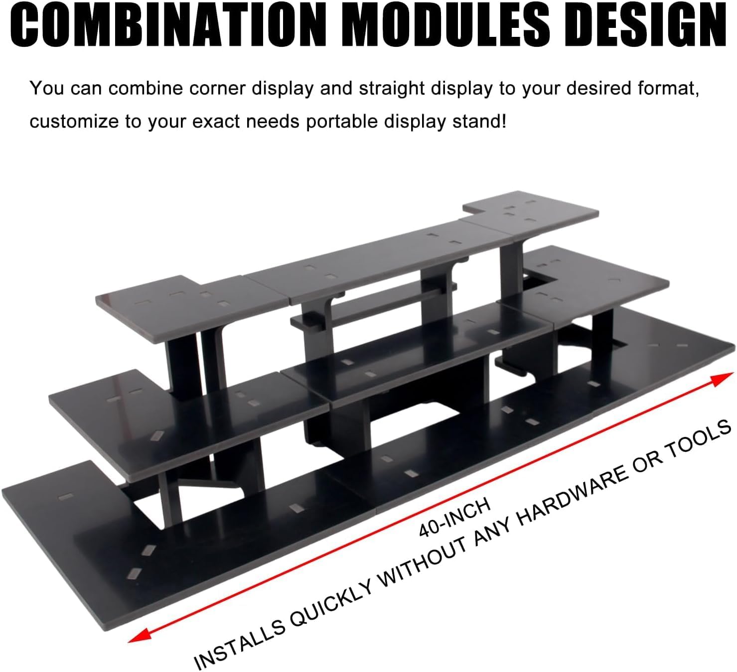 3 Tier Staight Retail Table Display Stands Farmers Market Display Shelf for Food & Merchandise, Portable Retail Display Shelves for Retail Stores & Vendors for Cupcake Stand, Craft Shows