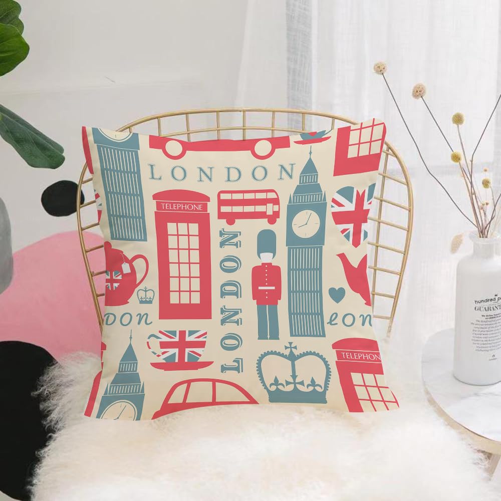 Hyosxw Seamless Pattern With London Symbols. - A8 Cushion Cover,Throw Pillow Case Home Decorative For Living Room Bedroom Sofa Chair 18X18 Inch,Seamless Pattern With London Symbols.,Pillowcase 45X45cm