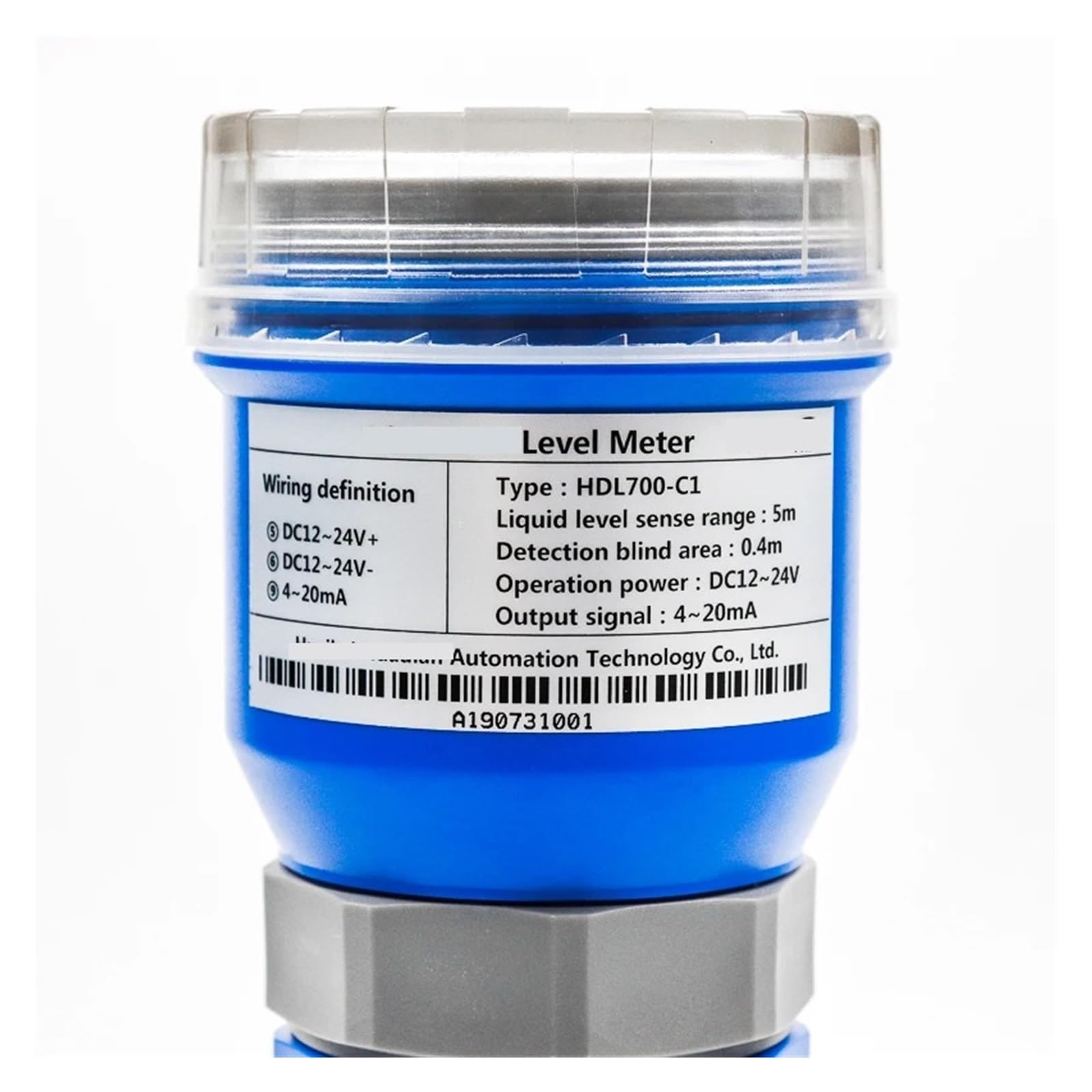 LDHJBNAC Ultrasonic Level Meter Water Sensor Liquid Level Meter Level Height Depth Measurement 4-20mA Output Sensor Transmitter(1m Range 4-20mA)