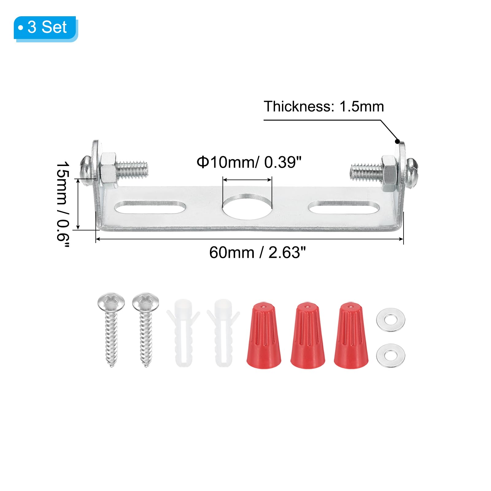 PATIKIL 65mm (2.6") Universal Light Fixture Mounting Bracket Kit - Image 2