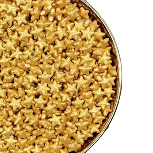 Gránulos de estrella dorada, chispas de pastel, chispas de galletas, perlas de azúcar, perlas de caramelo comestibles de 0.276 in, 4.59 oz, 4.6