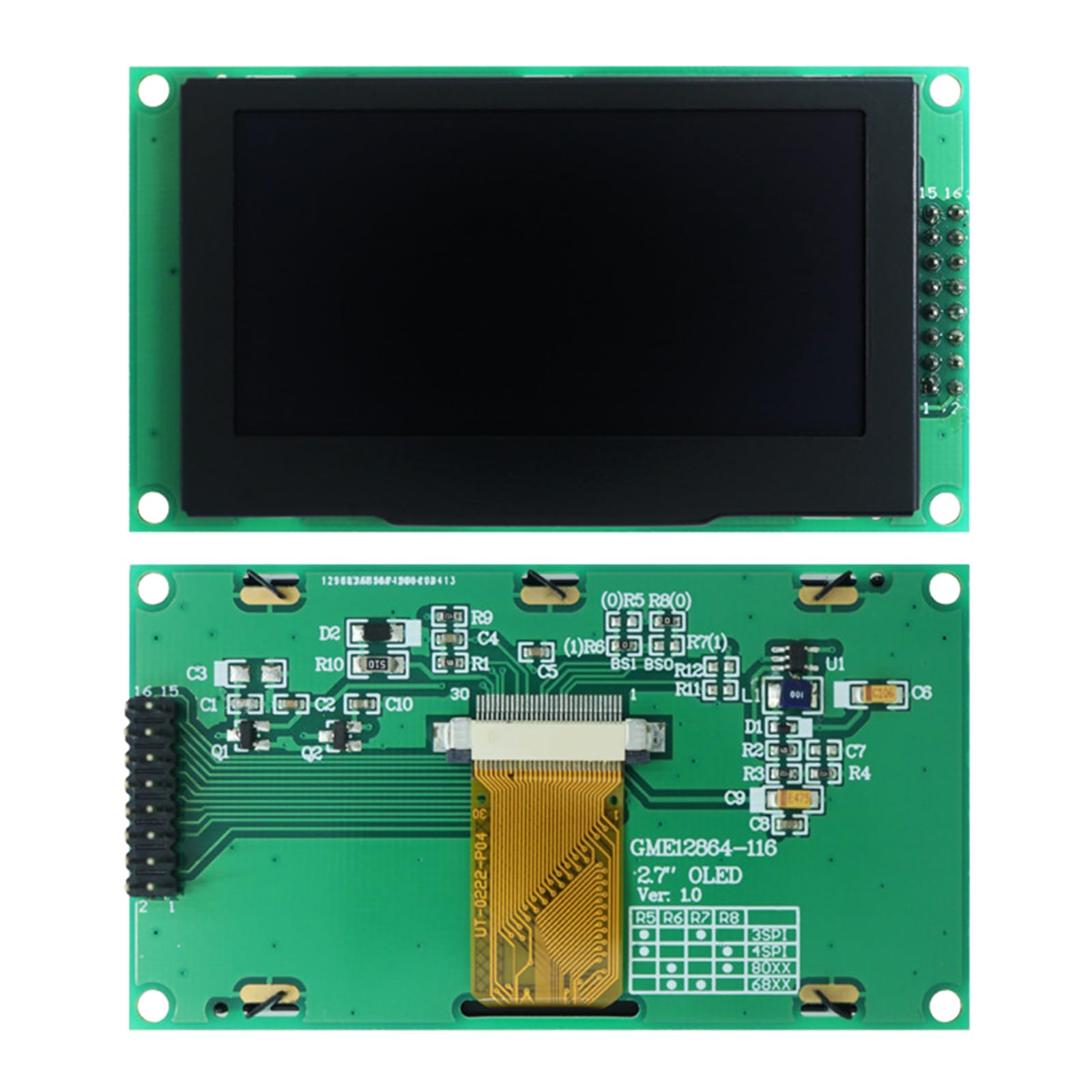Module d'écran d'affichage LED de 2,7", résolution 128 x 64, remplacement pour projets électroniques, module d'affichage LED
