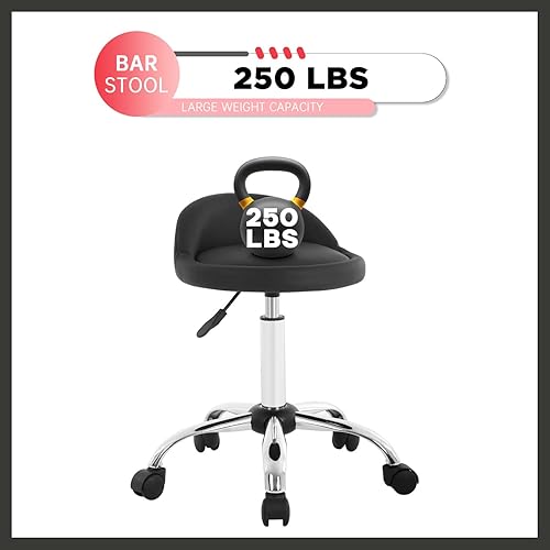 Miniatura 6 de PayLessHere Taburete giratorio de altura ajustable con respaldo para salón, oficina, masaje, spa, tatuaje, silla, taburetes para escritorio, cocina,