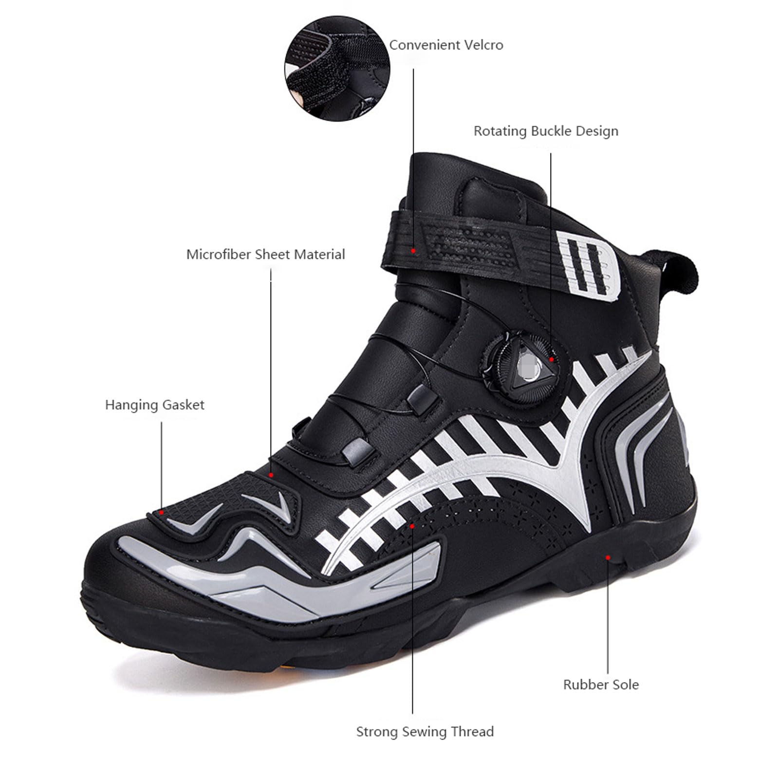 Bota De Turismo Impermeable Botas para Moto Hombre Antideslizantes Zapatos De Moto Reforzados con Soporte El Tobillo Antideslizantes AnticolisióN Adulto