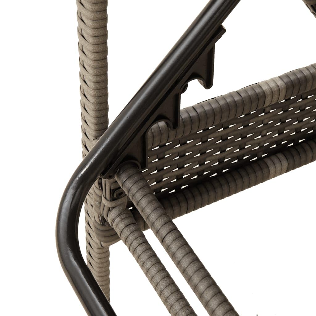 Polirattan Leżak ogrodowy z poduszką szary 63x200x81 cm regulowane oparcie 3 poziomów składany tarasowy z podłokietnikami PE rattan stal malowana proszkowo leżak zewnętrzny wygodny balkonu na basen