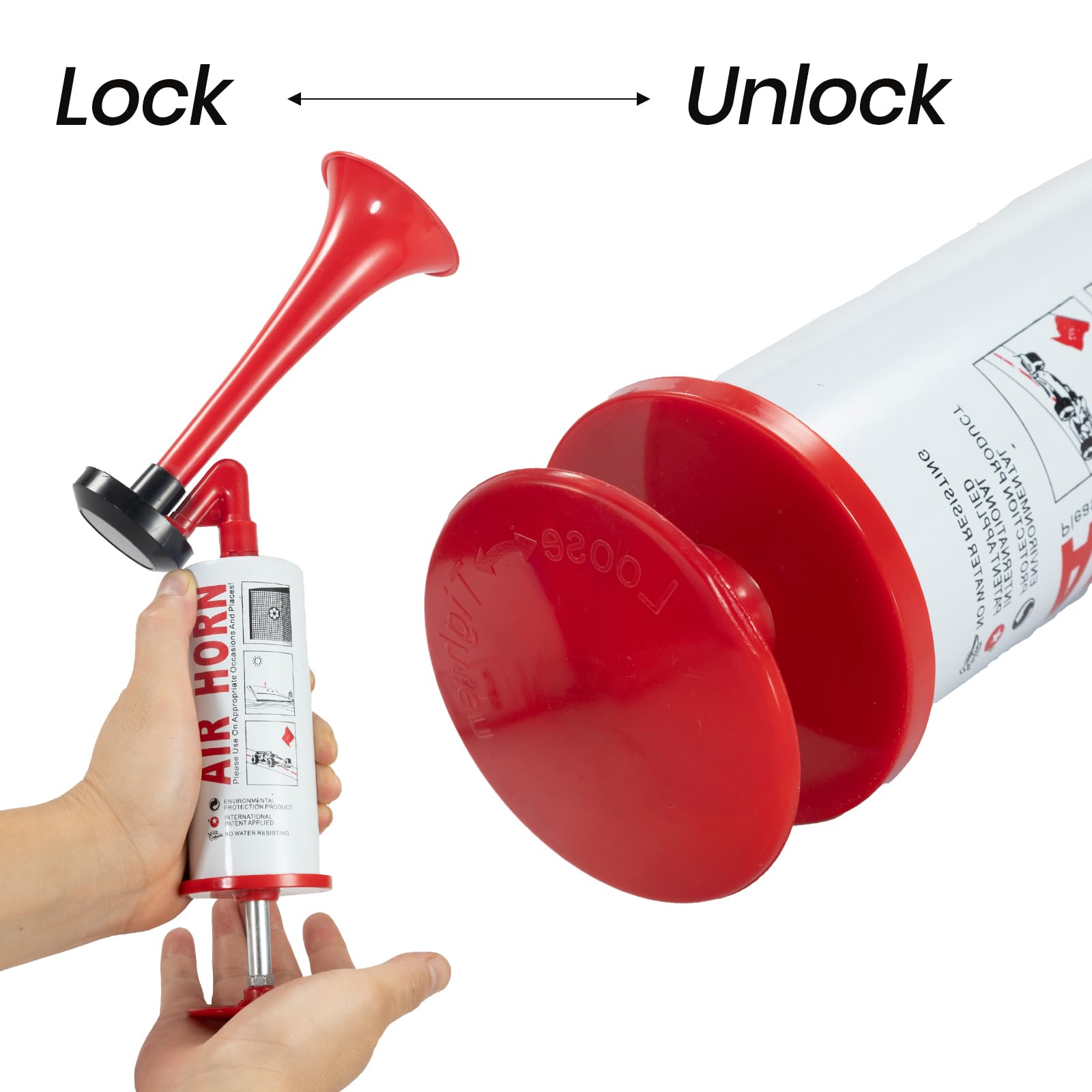 Handheld Air Horn, Noise Maker for Sports Events, Boating, Safety Signal, and Parties, Aluminum Body and Air-pump (Red) - Image 3