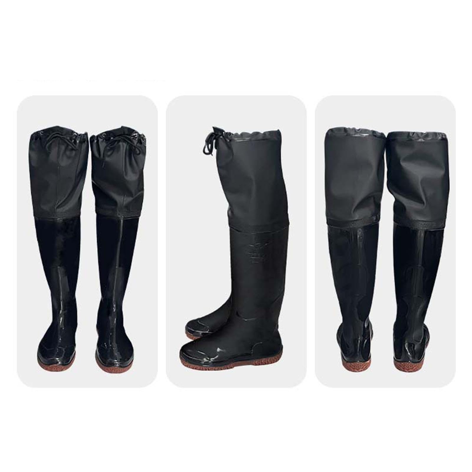 Botas de Pesca, Botas de Caña Alta, Botas, PVC, Altura 60 Cm, Botas Ligeras de Vadeo con Suela Blanda, Botas de Pesca con Calcetín, Botas de P