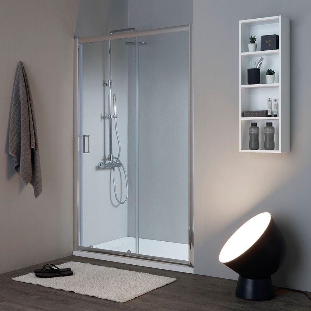 Kiamami Valentina - Porta Doccia Nicchia Scorrevole 110 Cm Cristallo Trasparente | New Giada