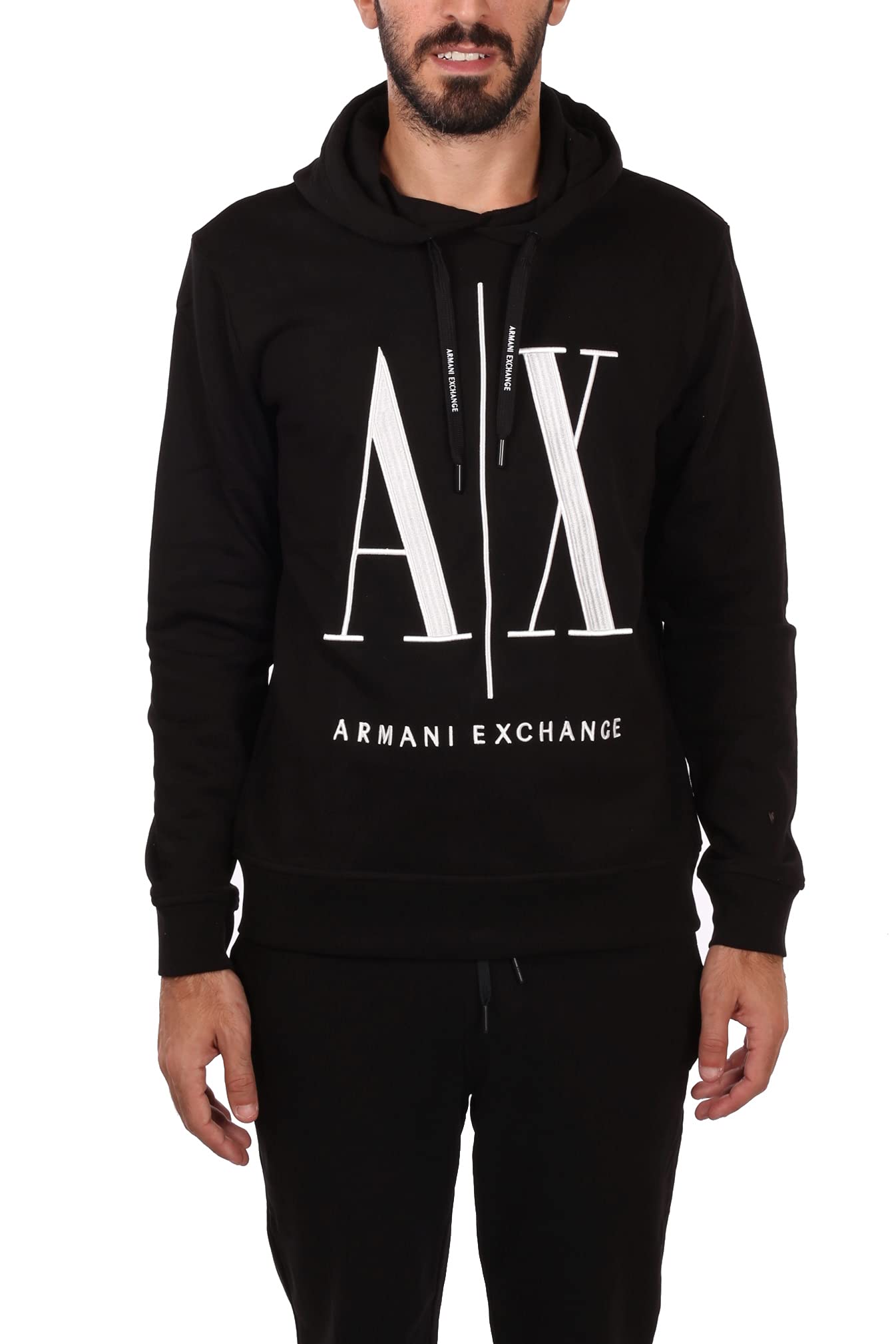 Armani Exchange Men's Black Logo Hoodie Large