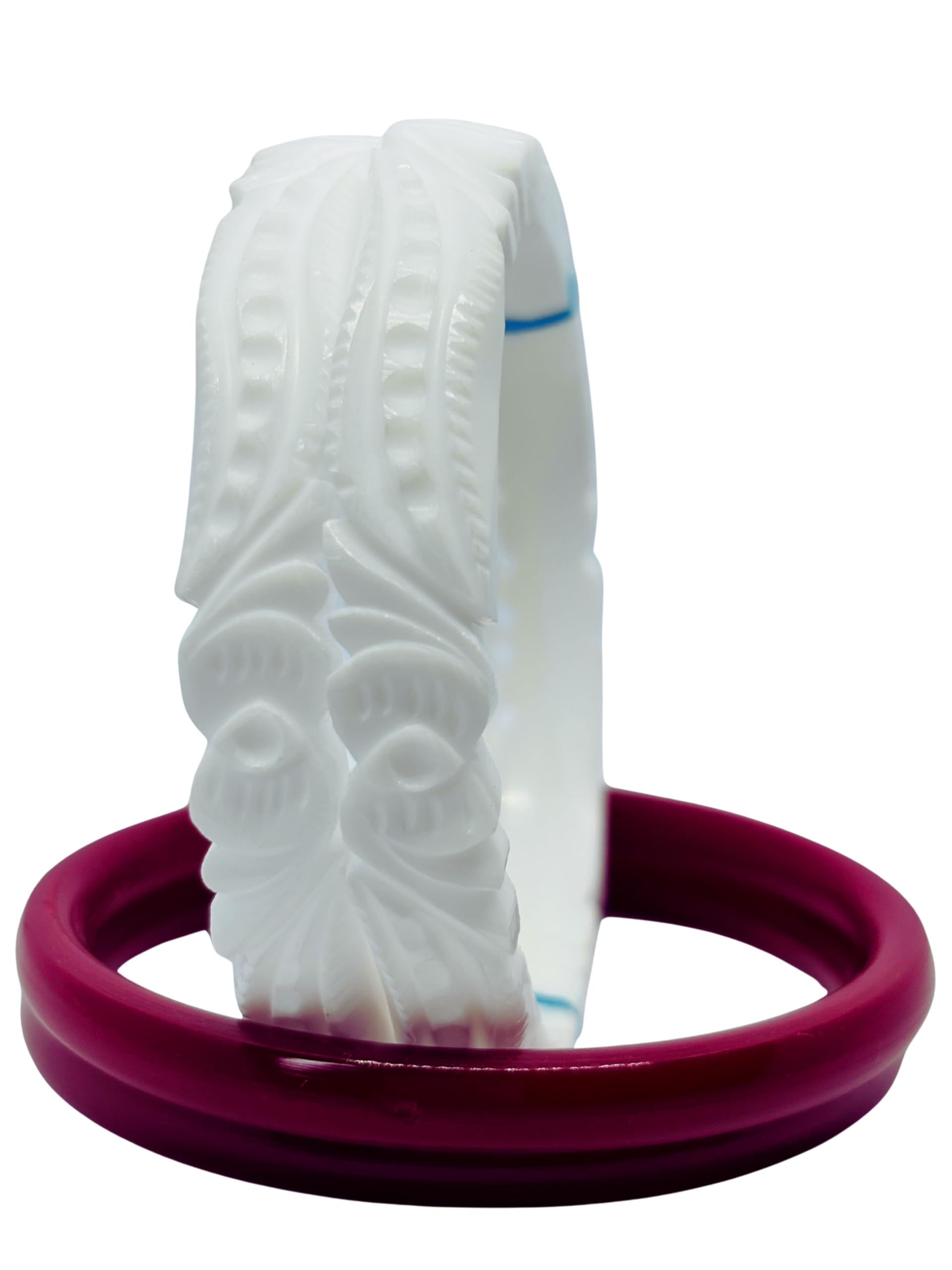 Thick & Premium Sakha Pola for Women Original – Bengali Sankha Pola Bangles Set – Wedding Red & White Bangles, Lahathi, Loha Badhano, Acrylic Plastic Bangles, Calcutta Chura, Size 2.4-2.10