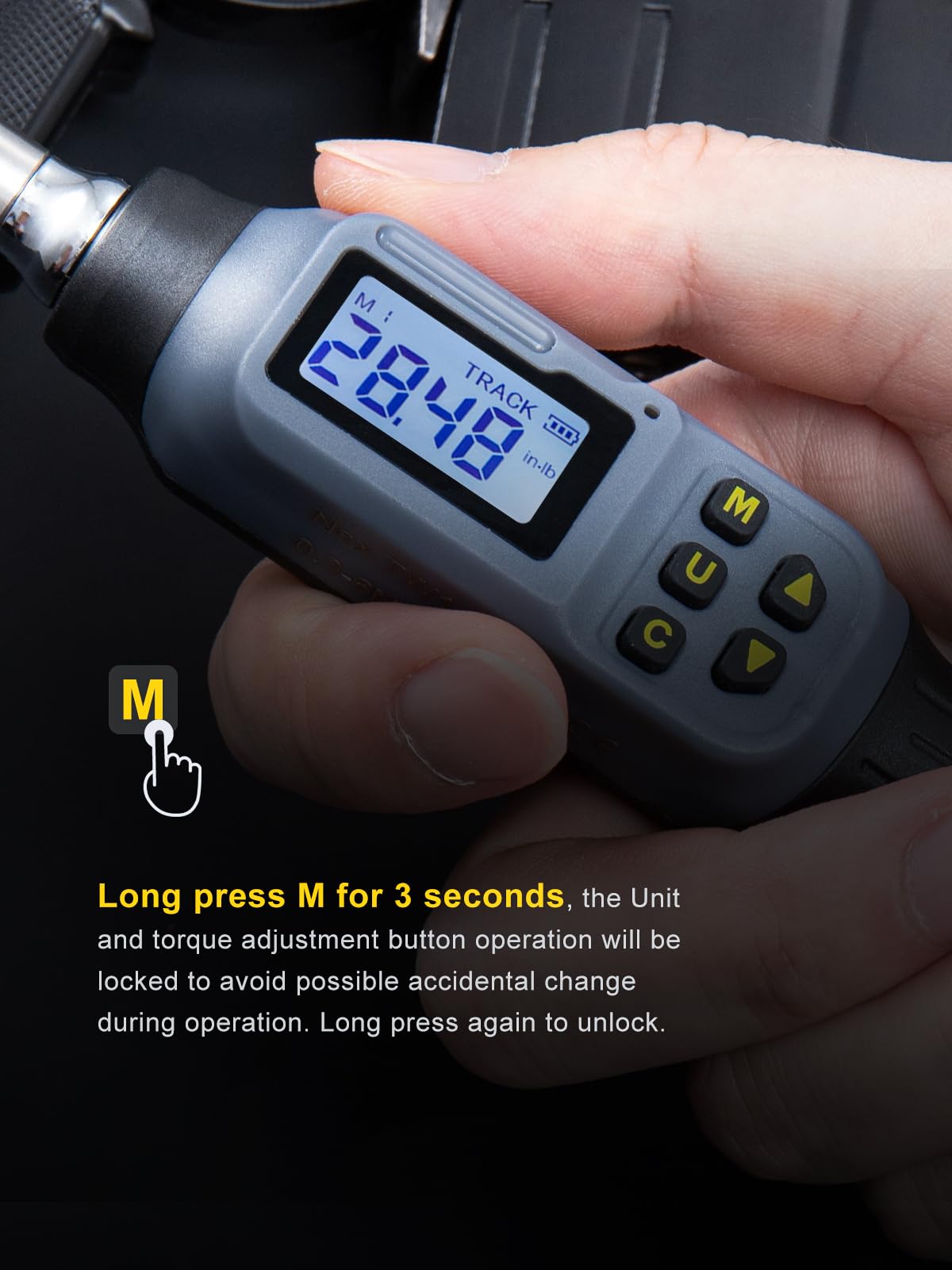 Growneer Destornillador de par digital, 2.7-53 pulgadas-libras/0.3-6 Nm, destornillador de par de 1/4 pulgadas con zumbador e indicador LED, juego de llaves dinamométricas 27 en 1 con puntas y