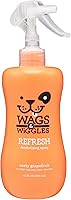 Wags & Wiggles Refresh Zesty Grapefruit Dog Deodorizing Spray - Long-Lasting Pet Odor Eliminator, pH-Balanced Grooming Spray, 12oz