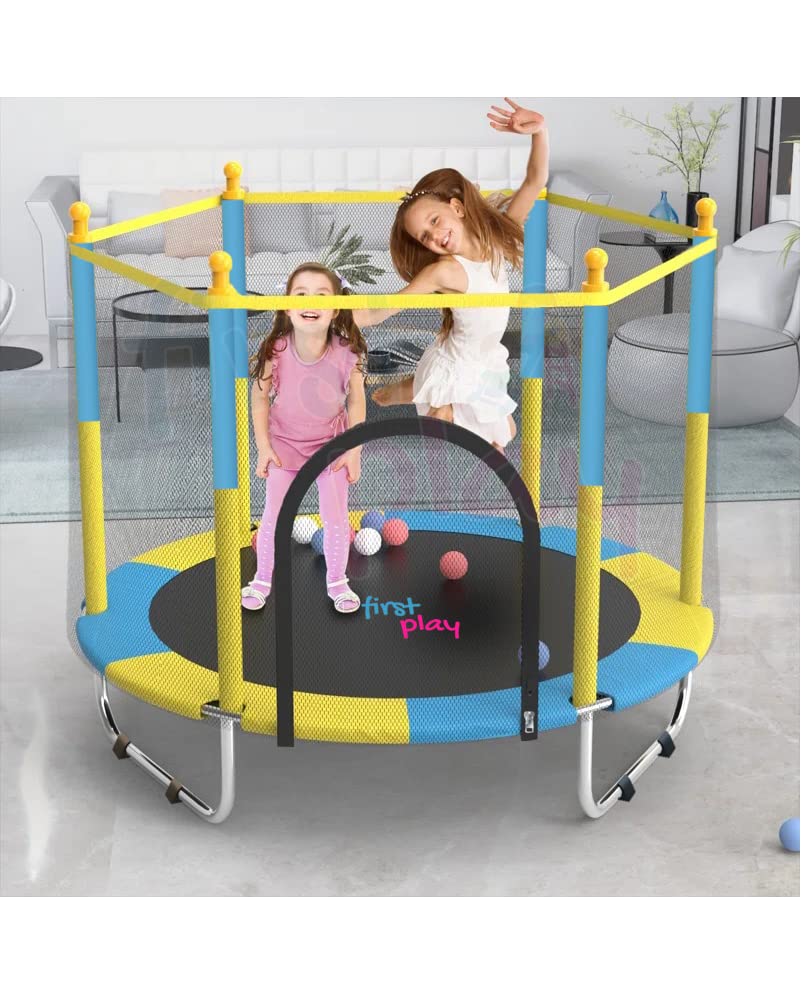 First Play 55 inch Trampoline for Kids Indoor I Trampoline for Kids Outdoor I with Safety Net & U-Shaped Legs I Kids Trampolines I Support Upto 130KG Weight I Jumping Toy for Kids | Gift for Kids