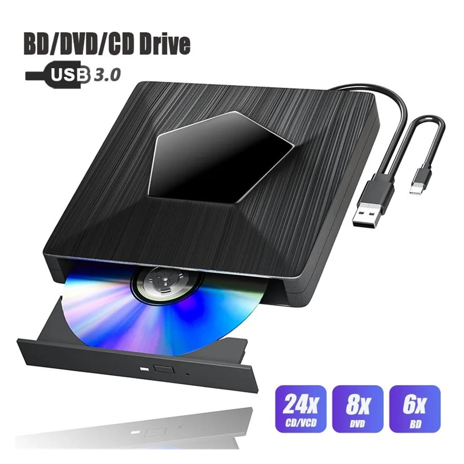 unità Dvd Blu Ray Esterna USB 3.0 Lettore CD RW Portatile Ottiche for Computer Portatili PC Notebook Masterizzatore Processo di Riproduzione Chiaro