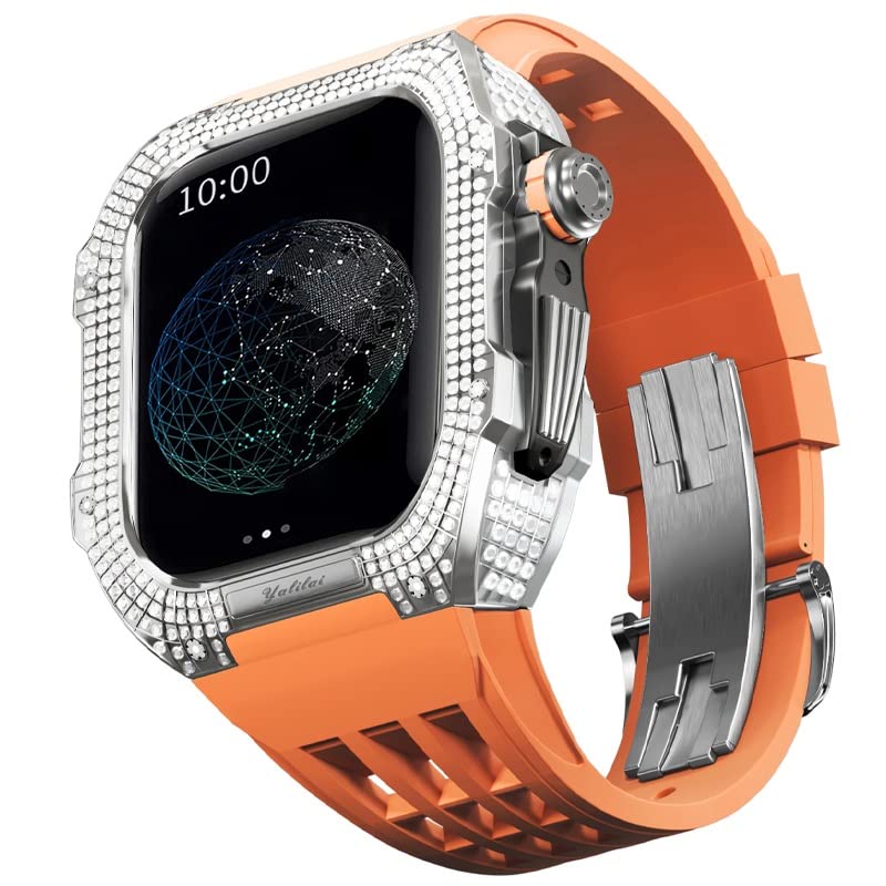 Kit mod Apple Watch 44mm protège boîtier titane antichoc orange