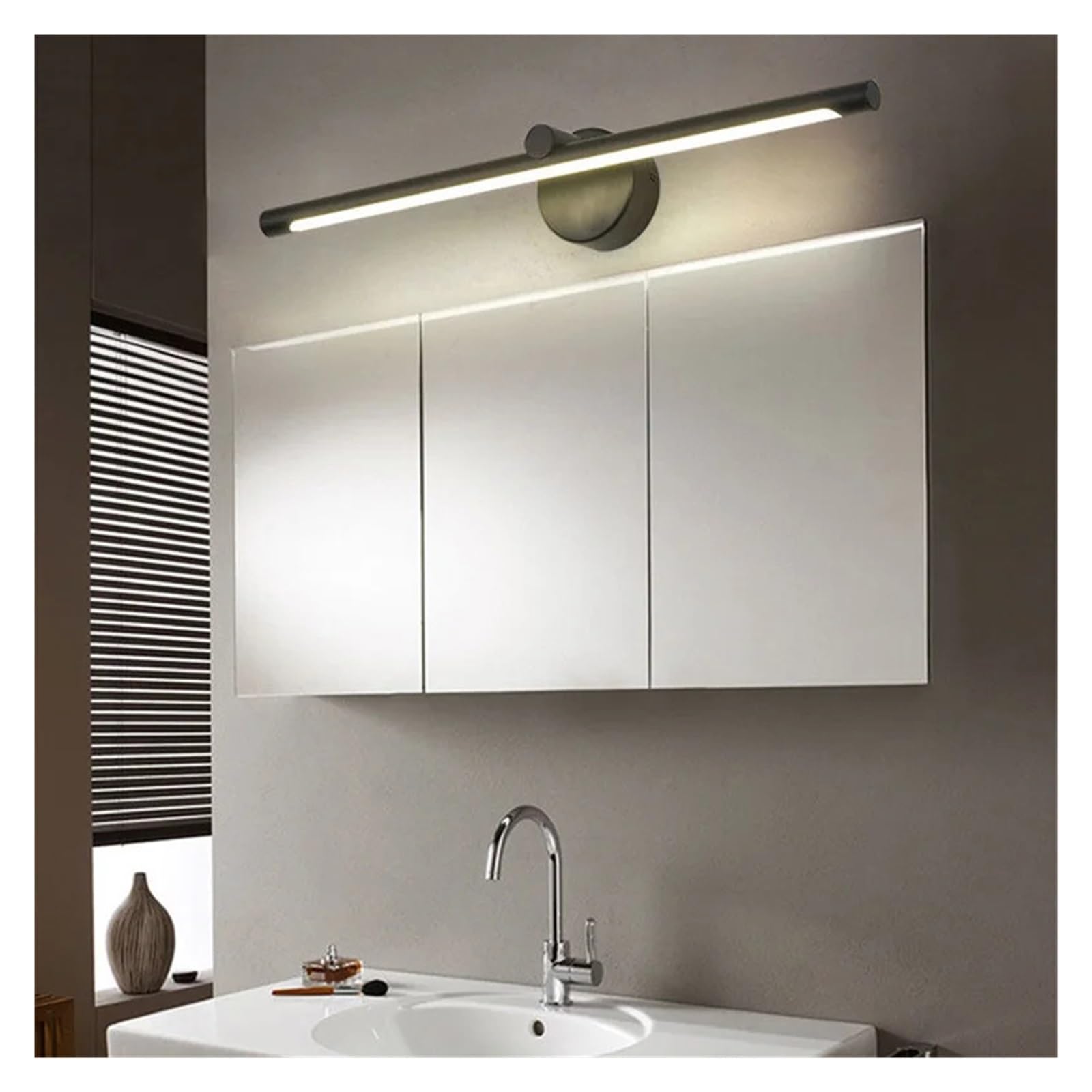 Lámpara de pared con espejo y sensor de movimiento, luz de pared moderna nórdica con interruptor táctil, iluminación interior(Cool 500-7000K,Sensor Black 40cm)
