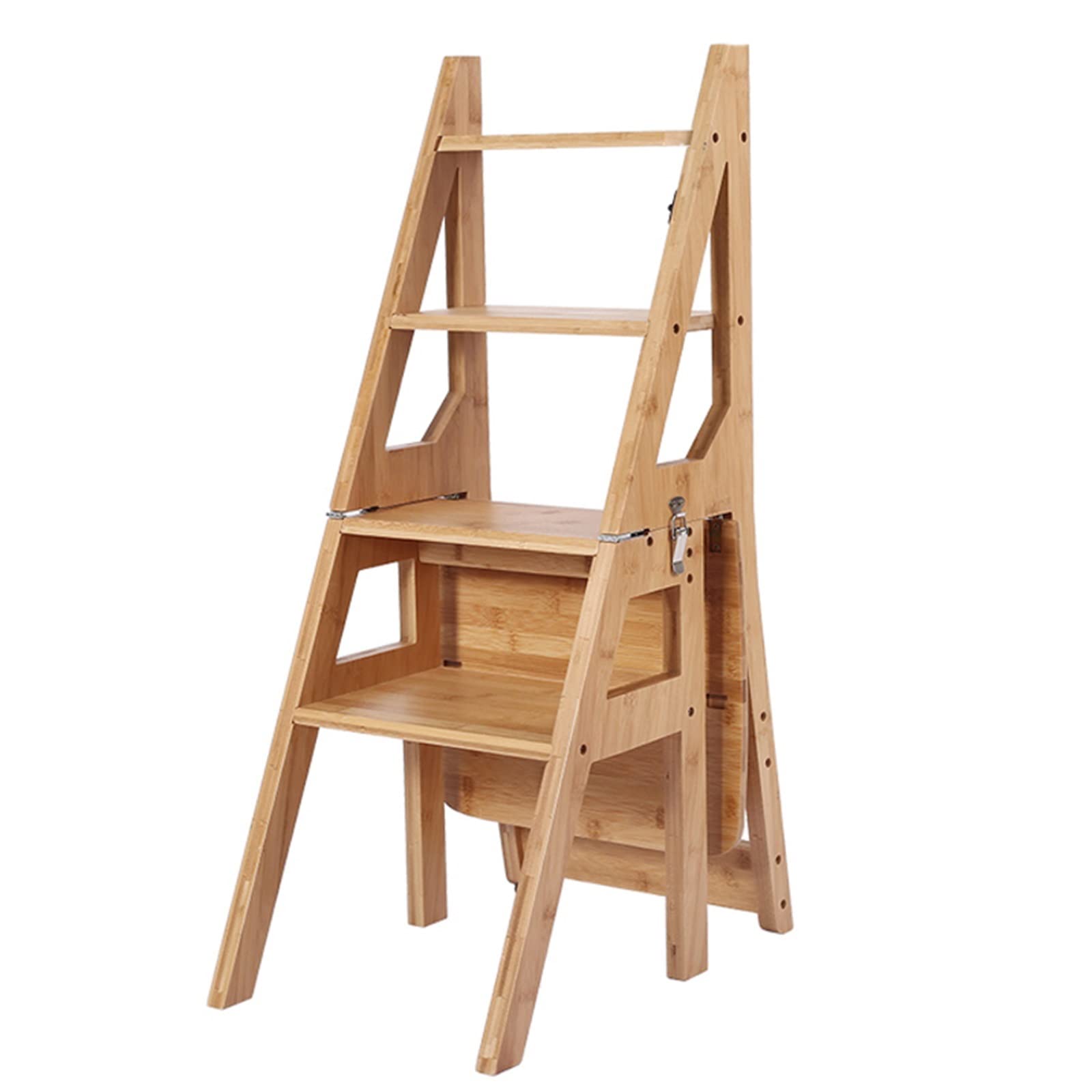 Amazon.co.jp: 無垢材折りたたみ式図書館用はしご椅子、踏み台