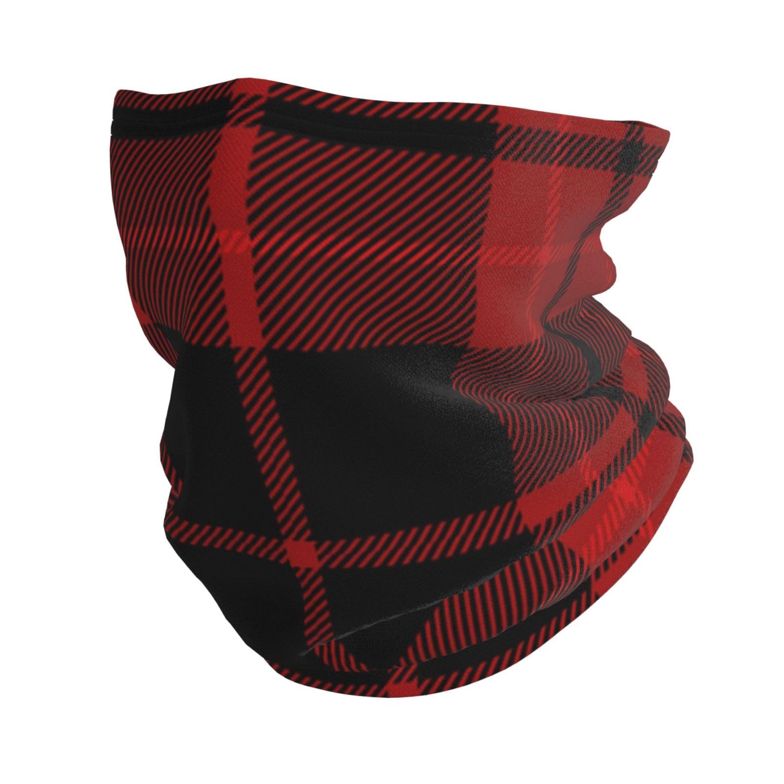 KONGNY Red And Black Tartan Plaid Neck Gaiter Soft Face Cover Neck Warmer Tube Half Face Mask Scarf Balaclava For Outdoor Sports