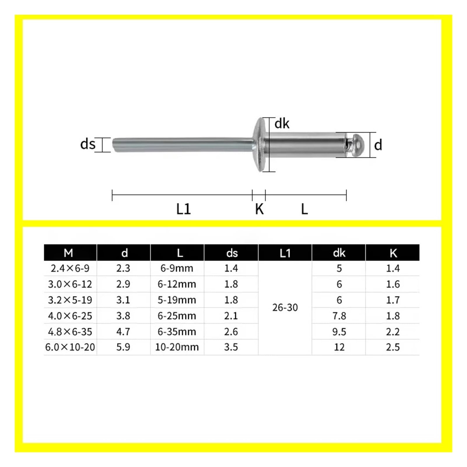 remaches ciegos, Remaches ciegos 10-50 Uds cabeza de cúpula aluminio mandril acero clavo extracción M2.4 M3.2 M4 12mm(8mm,M4 (50pcs))