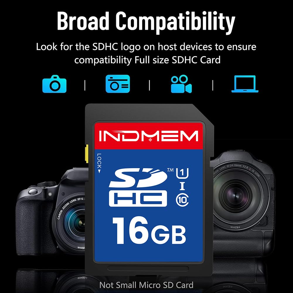 SD Card 16GB, UHS-I SDHC U1 Class 10 High Speed Memory for Digital Camera, Computer, Trail Camera 5 Packs