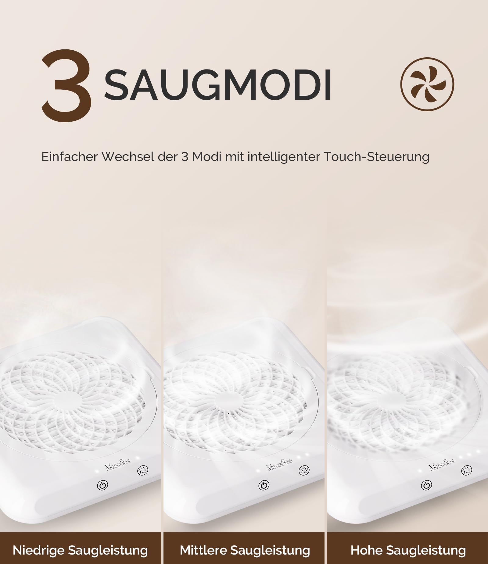 MelodySusie Nagelstaubsauger Professionell SProF für Acryl Gel Nagelpolitur | 4500RPM, Wiederverwendbarer Filter, 3 Saugmodi, Nagel Staubsauger für Maniküre & Pediküre, Salon und Heimgebrauch