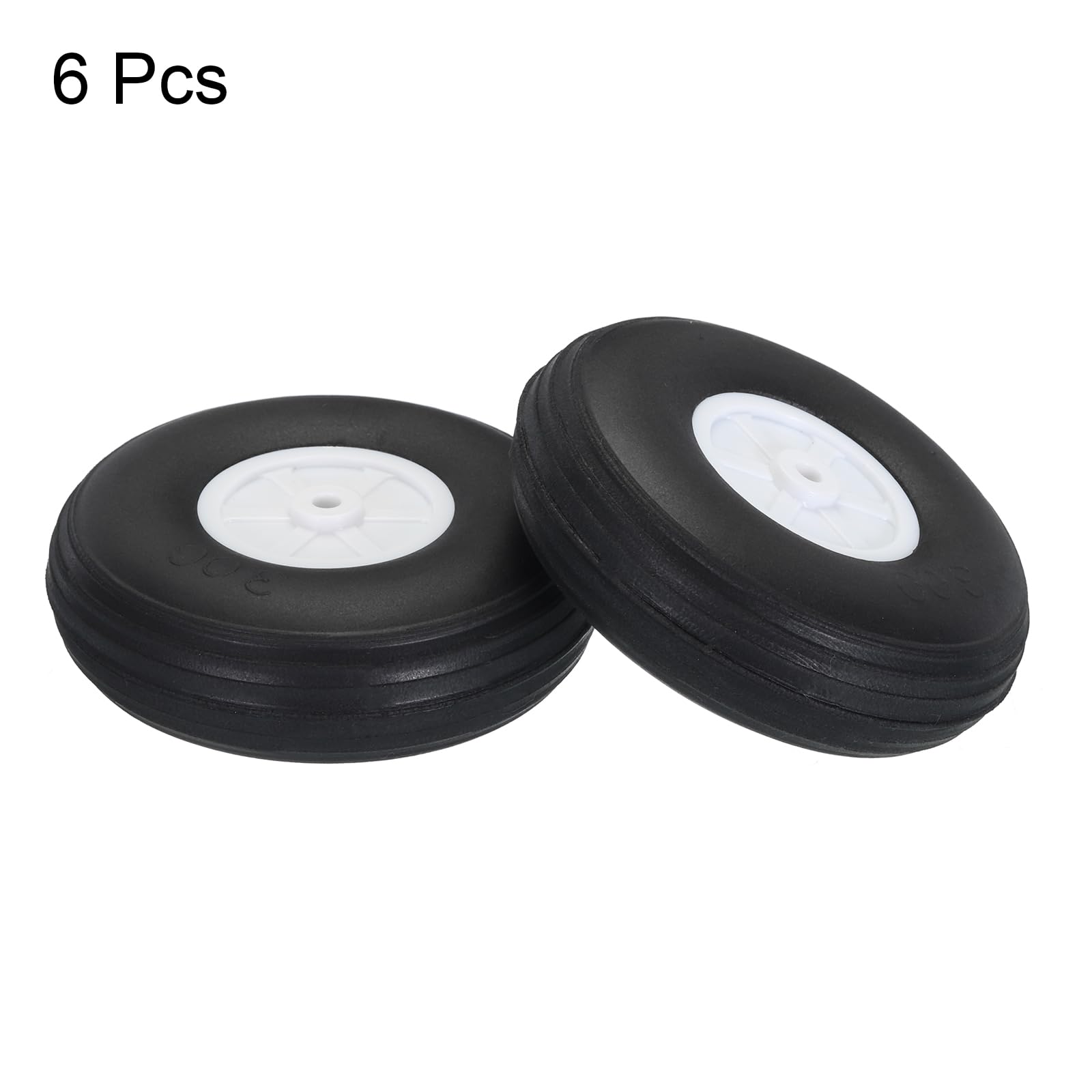 QUARKZMAN Roues RC 2.99 Pouces - Pneus Éponge PU Pour Avions Modèles DIY - Noir/Blanc
