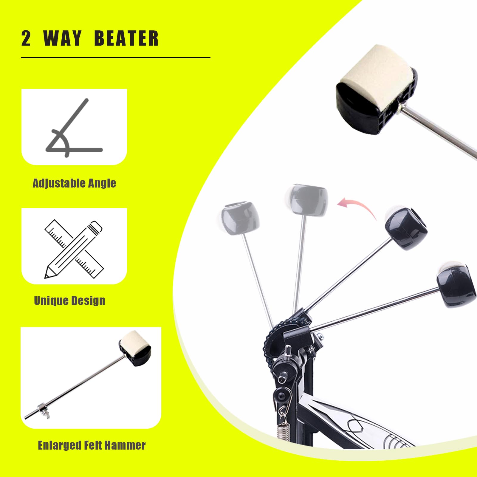 Doppio Pedale Batteria, Doppio Pedale con Doppia Catena, Doppio Pedale, Accessori per Percussioni Professionali (V-JKC10) | Doppio pedale per basso con doppia catena, risposta diretta, base stabile, prestazioni regolabili per basso