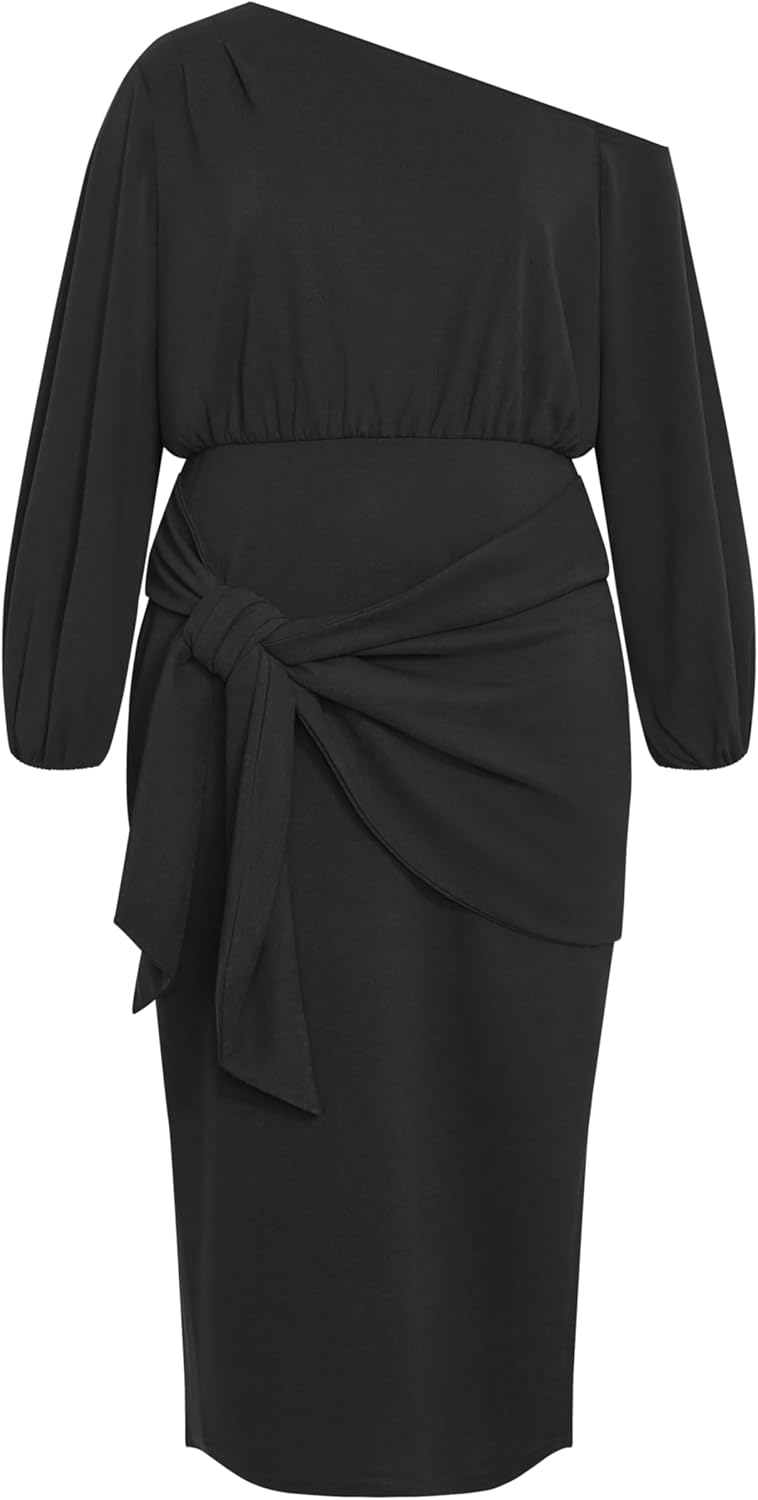 City Chic Womens Cocktail Dress - Alysia Tie Front Midi - Image 4