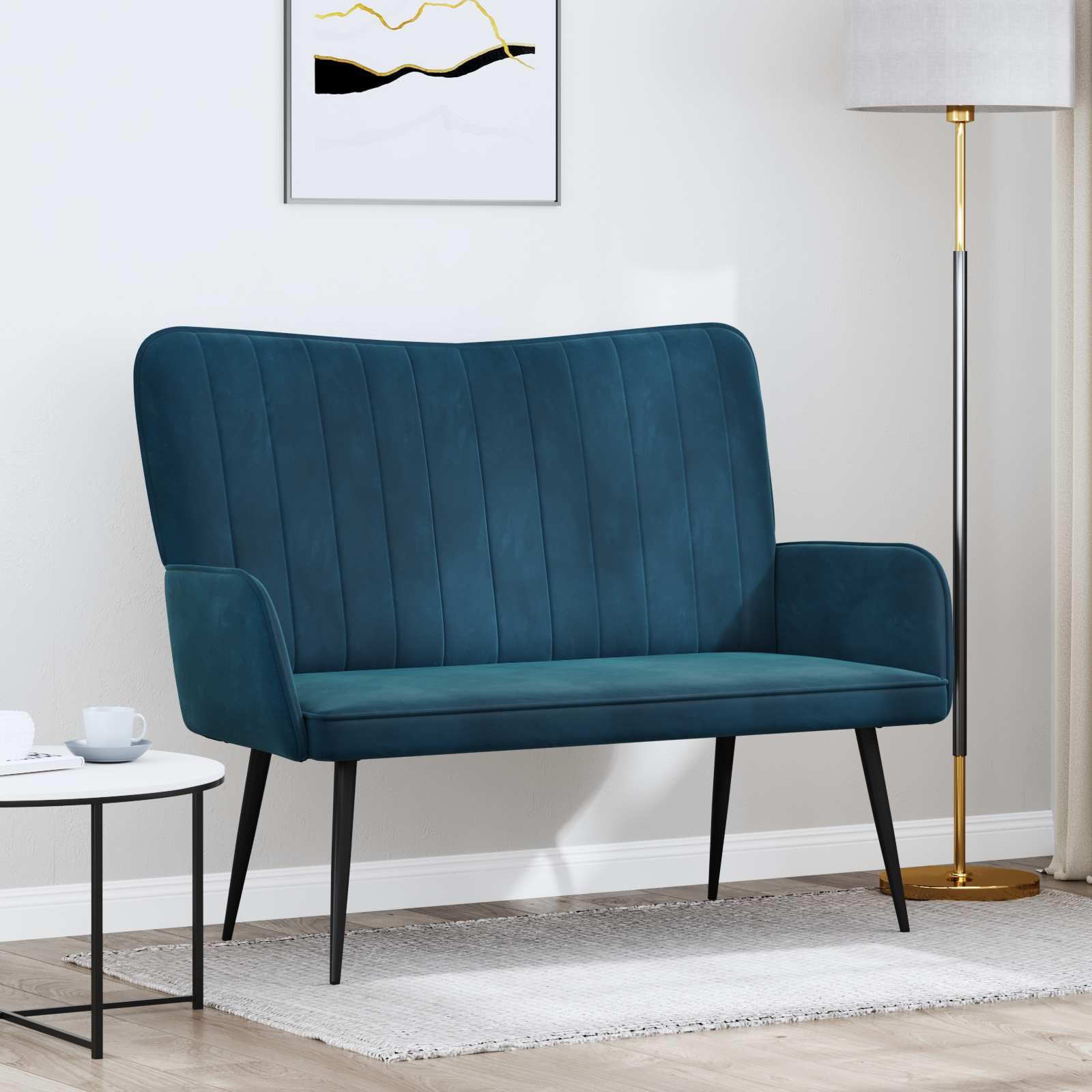 vidaXL Sofa a Due Posti Blu 115 x 61 x 87 cm Velluto, Divano a Due posti in Velluto, Resistente e ergonomico, Comodo per spazi Piccoli, Perfetto per Il Salotto