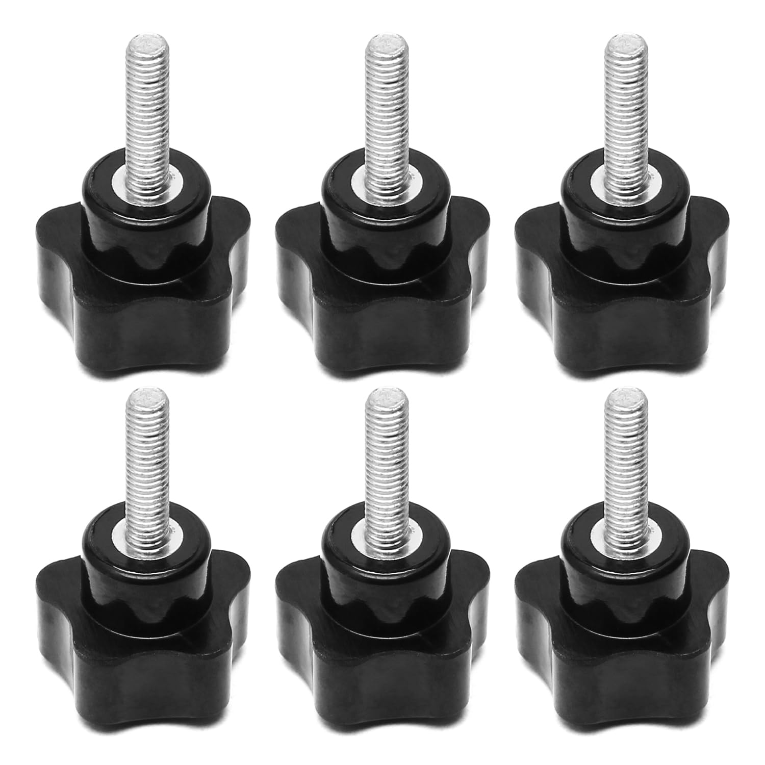 Othmro Men's Black M5×20Mm Thread Clamping Knobs Grip, 6Pcs Thumb Screws Star Head Handle Knobs Tightening Screw Bakelite Knob