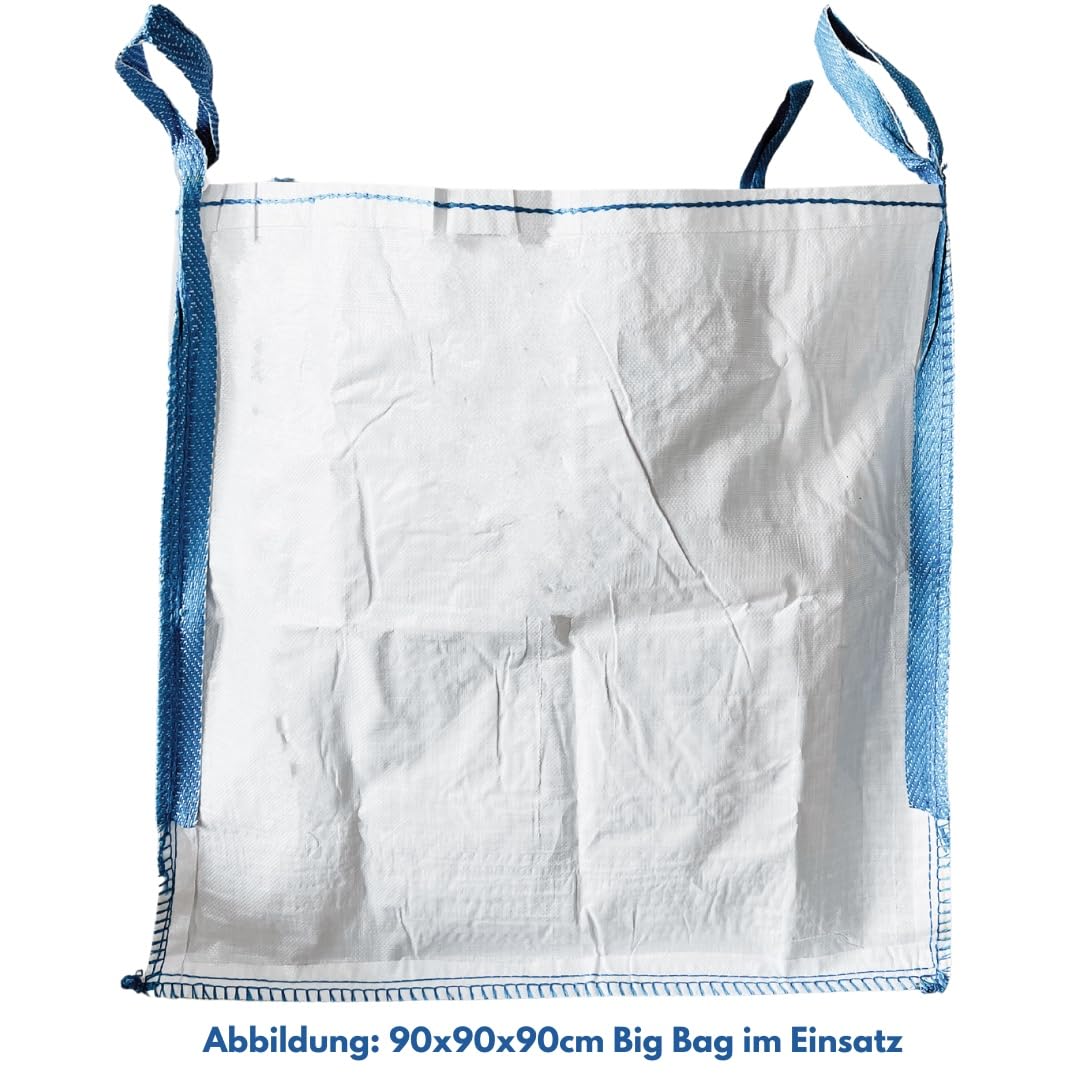Big Bag – Premium Säcke für Bauschutt, Gartenabfälle, Holz, Sand, Erde, Grünschnitt, Weihnachtsgirlande – 90x90x90cm 1.000kg mit 4 Hebeschlaufen für Transport (1 Stück (1er))