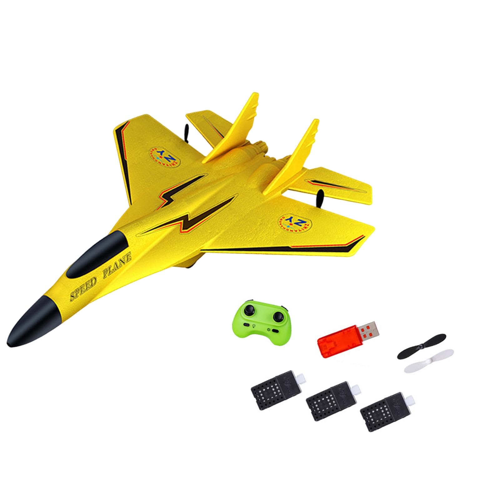 RC Glider Plane Flying Toy for Kids Gift with Light and 150M Height, Yellow