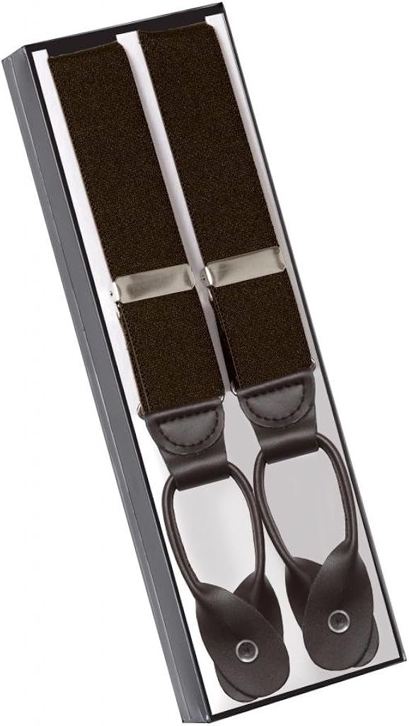HOLD'EM Men Y-Back Adjustable Suspenders, Leather Trimmed Button End Tuxedo Suspenders with Many colors and designs