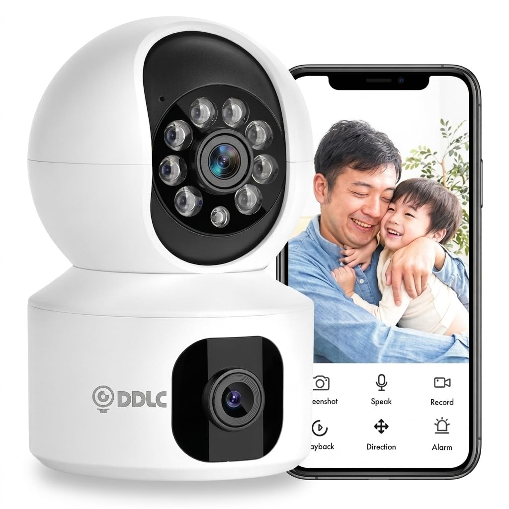 DDLC 6MP HD Dual Lens Dual Screen PTZ WiFi Camera | IR + Color Night Vision | Two-Way Audio | PTZ Rotation & 4X Digital Zoom | SD Card Slot | Alarm Detection | 2.4 GHz WiFi | Remote Viewing (upro)-image-20
