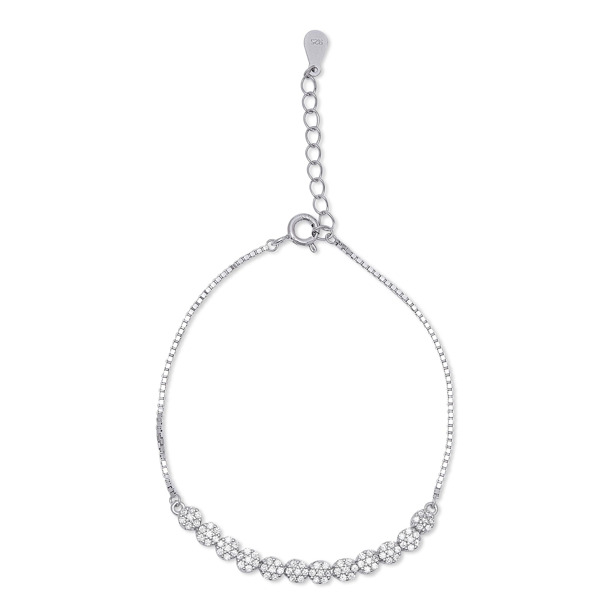 ZAVYA 925 Sterling Silver Designer Cubic Zirconia CZ Beaded Rhodium Plated Adjustable Chain Bracelet | Gift for Women & Girls | With Certificate of Authenticity & 925 Hallmark (B0B1QMTSSJ) Amazon Price History, Amazon Price Tracker
