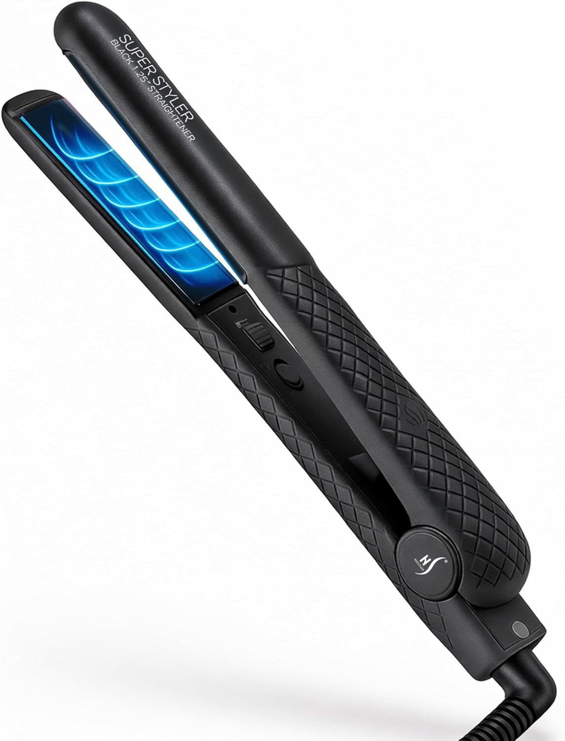 Herstyler Superstyler Onyx Ceramic Flat Iron - Adjustable Temp Hair Straightener, Dual Voltage Travel Flat Iron