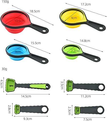 Miniatura 7 de CdyBox Nueva versión 11Pack Colador de cocina de silicona plegable con cuchara medidora de silicona plegable taza medidora cocina buenas