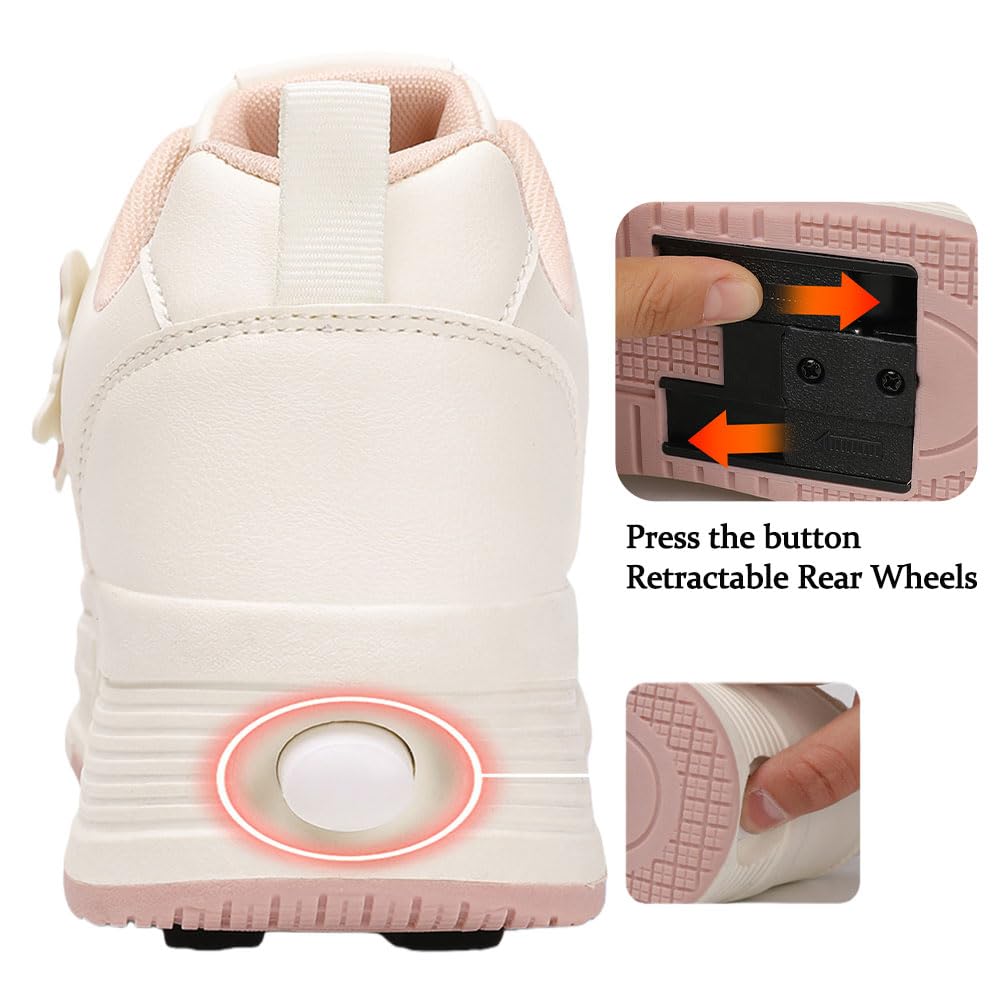 ENEN Schmetterling Schuhe mit Rollen für Mädchen Jungen 2-in-1 Rollschuhe Versenkbarer 31-40 EU