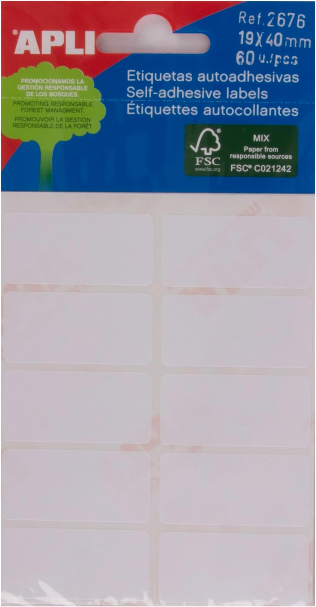 Apli 19x40mm Mini Label - White (Pack of 60)