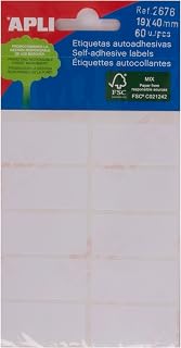 APLI 2676 - Etiquetas blancas adhesivo fuerte (19 x 40) 6 hojas