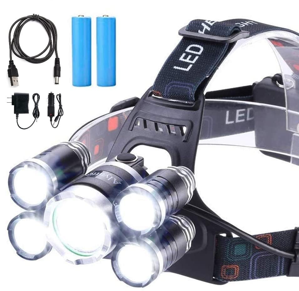 JAMUNESH ENTERPRISE Headlamp Torch, USB Rechargeable Water Resistance 12000 Lumen Ultra Bright 5 LED 4 Modes Flashlight Headlamps for Trekking, Fishing (5 Light Old) (B0B4KGP2GX) Amazon Price History, Amazon Price Tracker