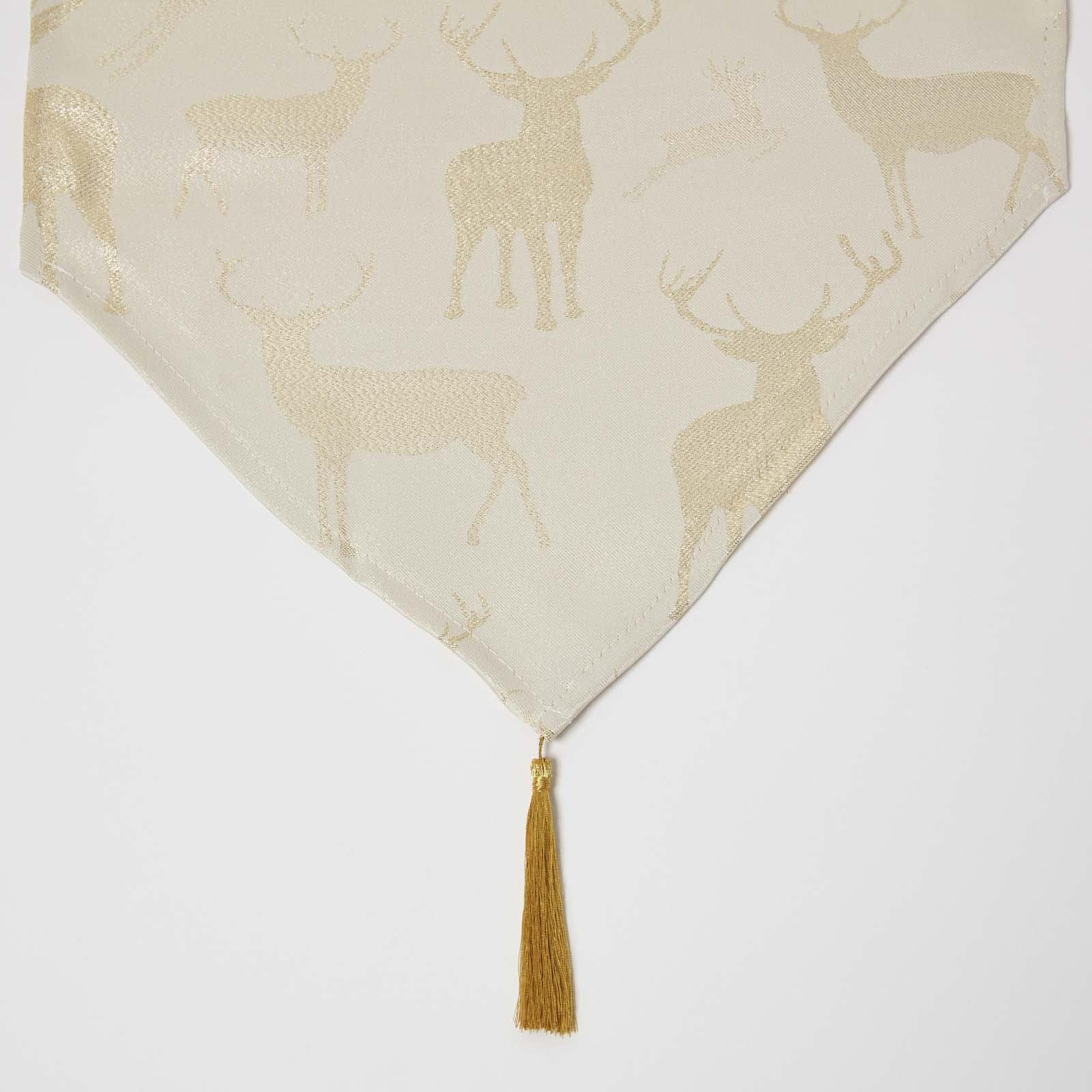 HOMESCAPES Chemin De Table De Noël En Tissu Rennes Or, 33